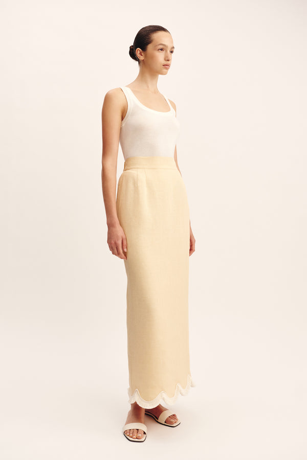 ESSIE COLUMN SKIRT - DUSTY CITRON