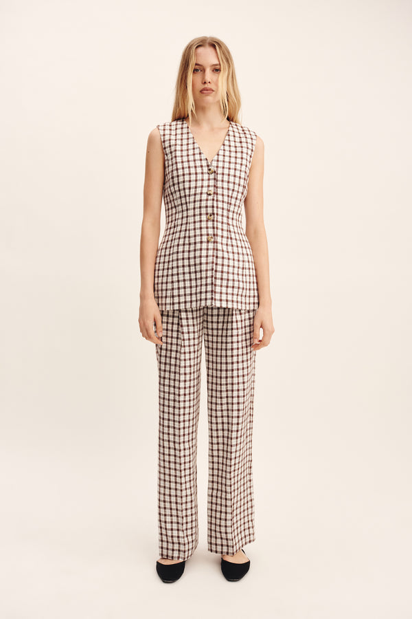 MACKENZIE TROUSER - CHOCOLATE PLAID