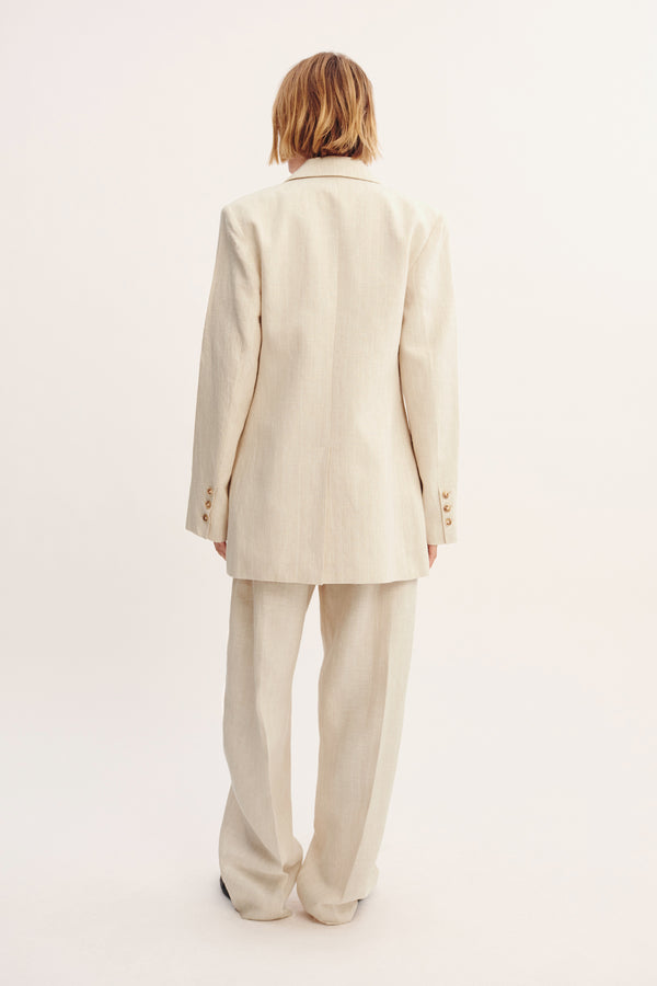 LEON BLAZER - BEIGE PINSTRIPE