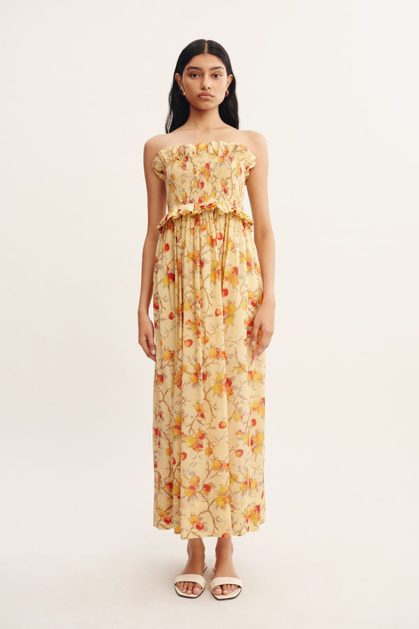 COBY STRAPLESS DRESS - CITRUS FLORAL