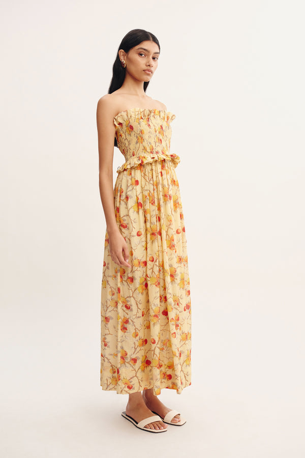 COBY STRAPLESS DRESS - CITRUS FLORAL