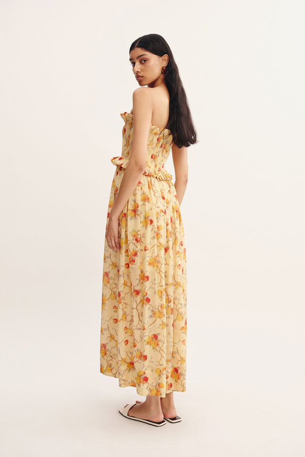 COBY STRAPLESS DRESS - CITRUS FLORAL
