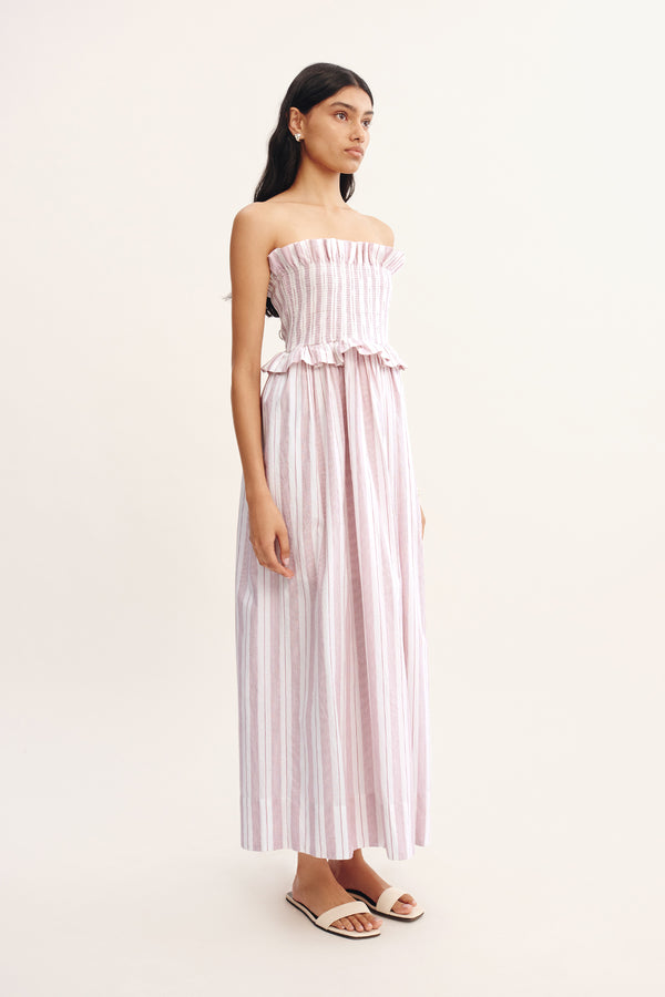 COBY STRAPLESS DRESS - VINTAGE STRIPE