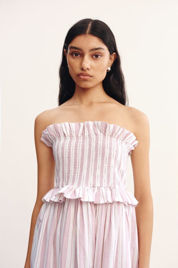 COBY STRAPLESS DRESS - VINTAGE STRIPE