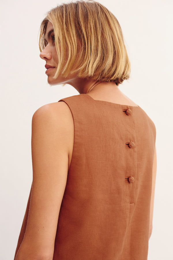 RIO SHIFT DRESS - CHESTNUT
