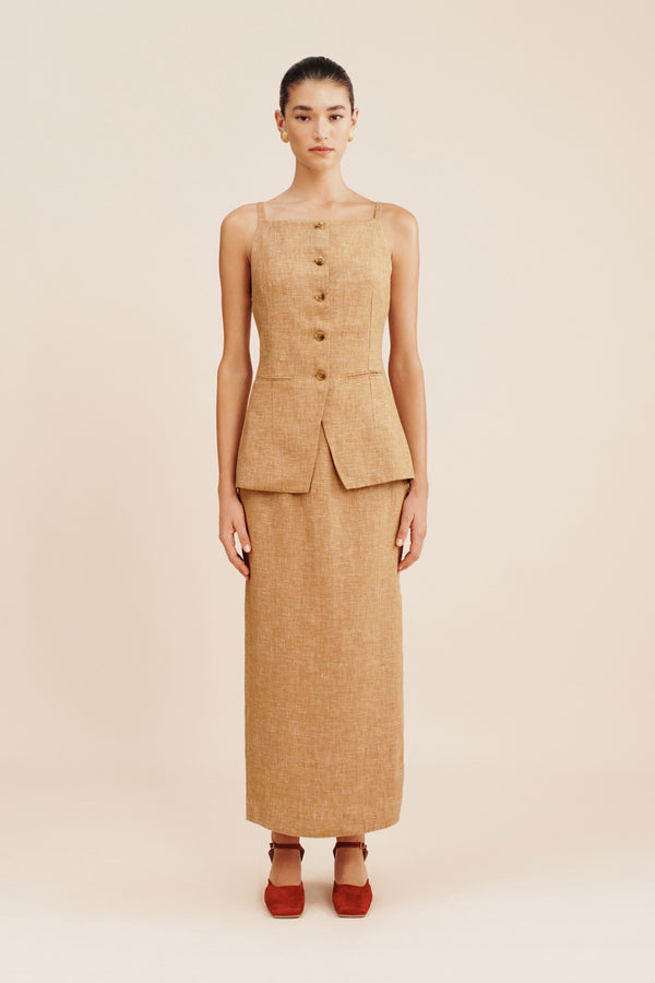 NANCY PENCIL SKIRT - WALNUT