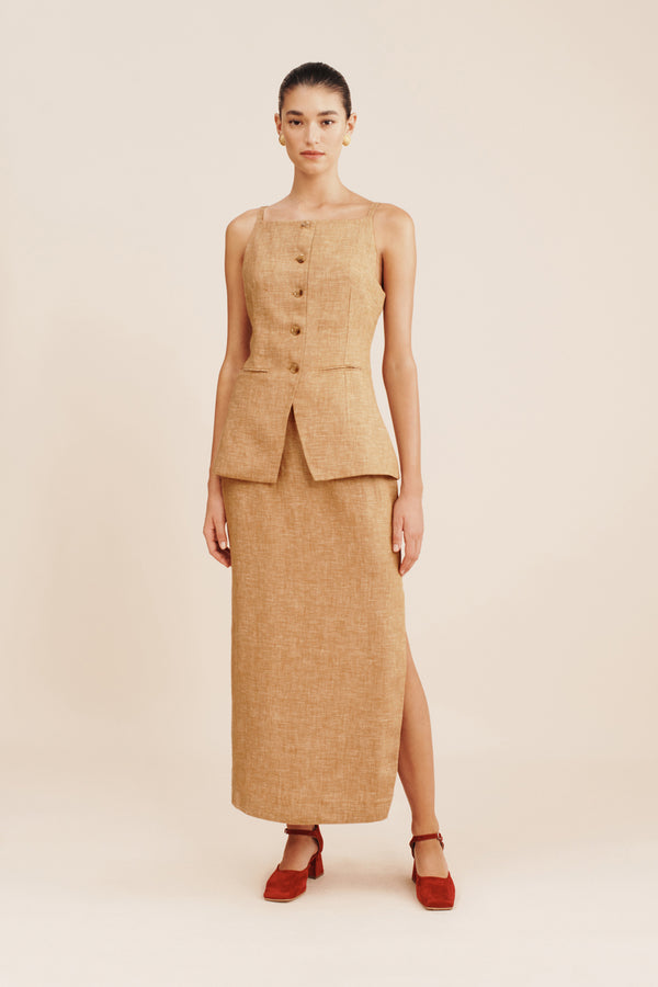 NANCY PENCIL SKIRT - WALNUT