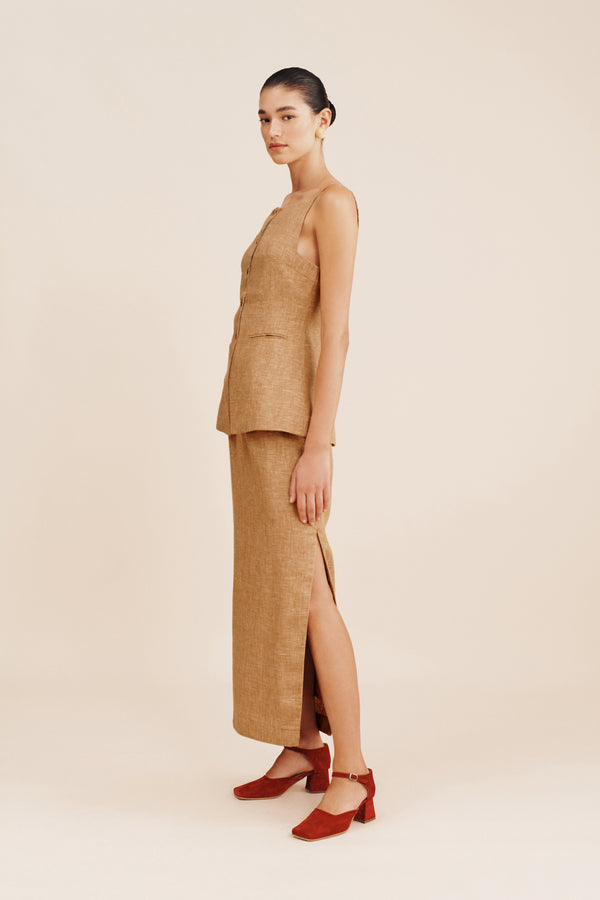 NANCY PENCIL SKIRT - WALNUT