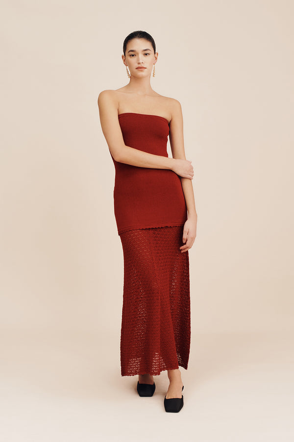 ROMY STRAPLESS DRESS - CHILLI