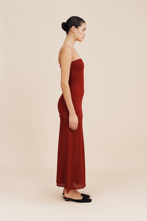 ROMY STRAPLESS DRESS - CHILLI
