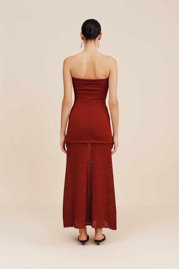 ROMY STRAPLESS DRESS - CHILLI