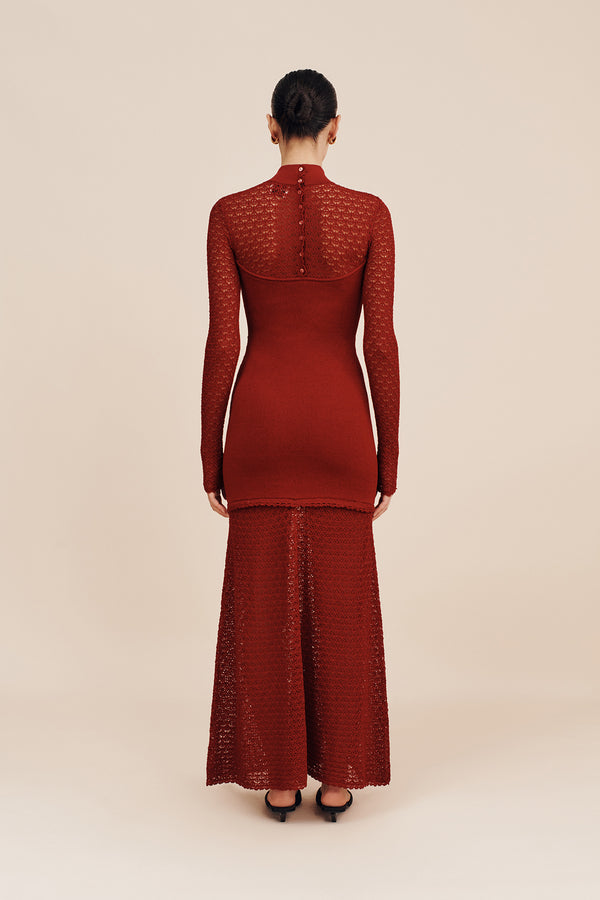 ROMY HIGH NECK DRESS - CHILLI