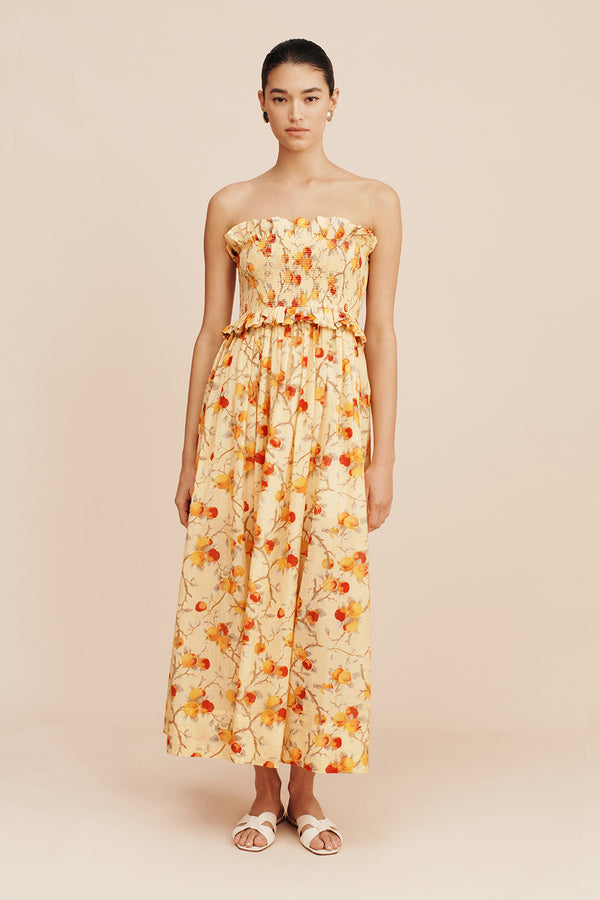 COBY STRAPLESS DRESS - CITRUS FLORAL