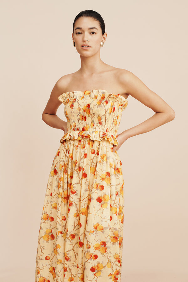 COBY STRAPLESS DRESS - CITRUS FLORAL