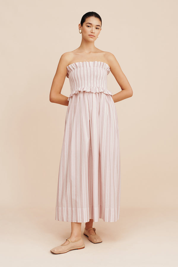 COBY STRAPLESS DRESS - VINTAGE STRIPE
