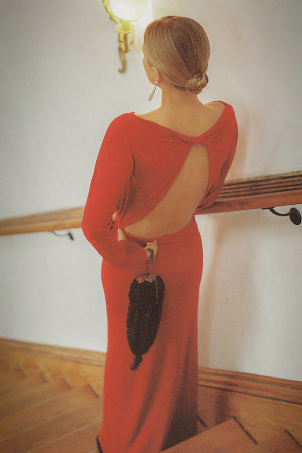SIENNA L/S DRESS - CRIMSON