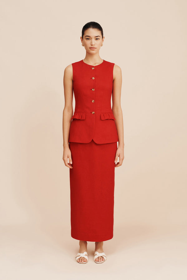 BONNIE PENCIL SKIRT - RED