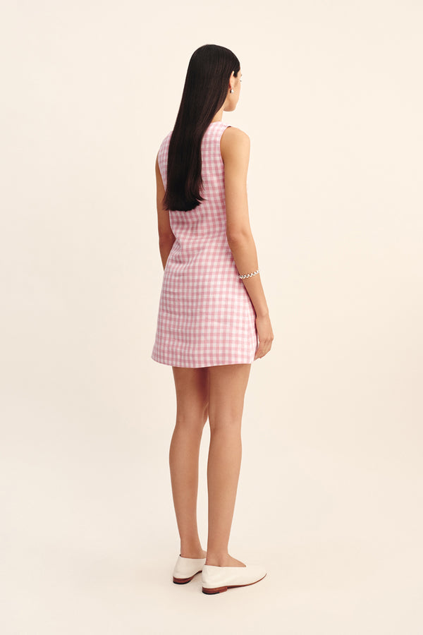 ALICE MINI DRESS - PINK GINGHAM