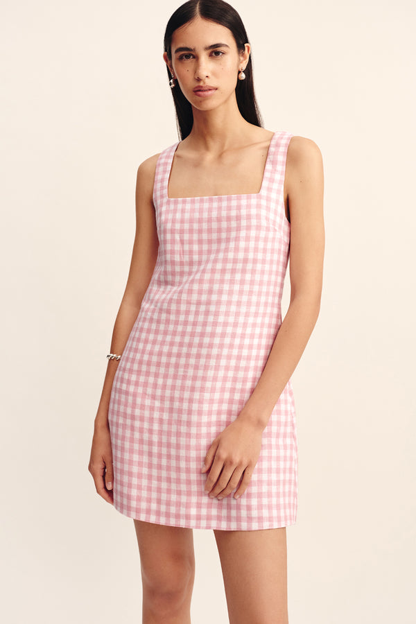 ALICE MINI DRESS - PINK GINGHAM
