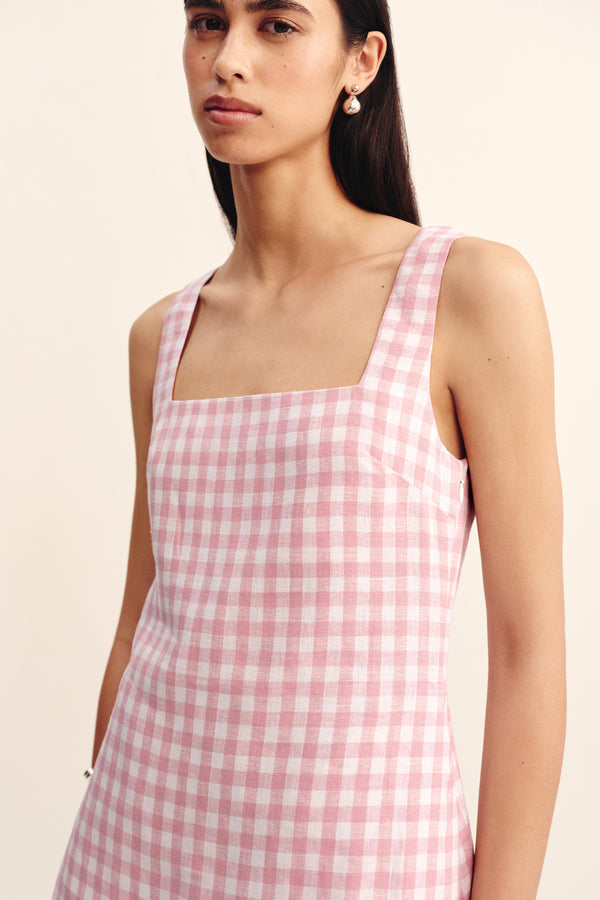 ALICE MINI DRESS - PINK GINGHAM