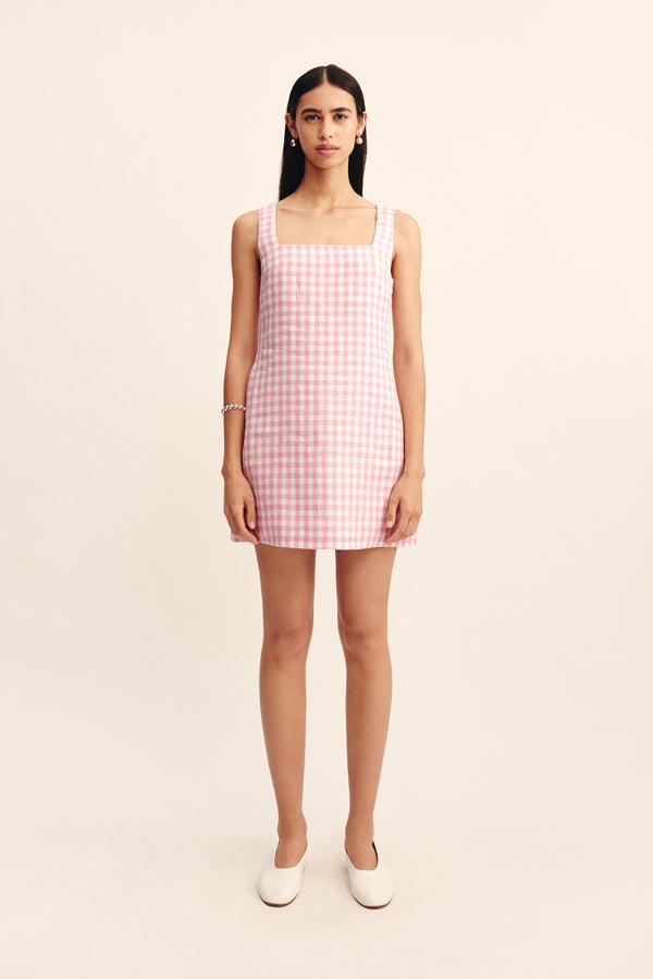 ALICE MINI DRESS - PINK GINGHAM