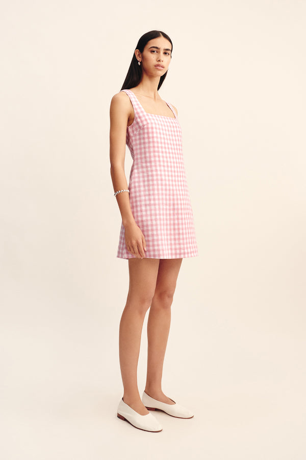 ALICE MINI DRESS - PINK GINGHAM