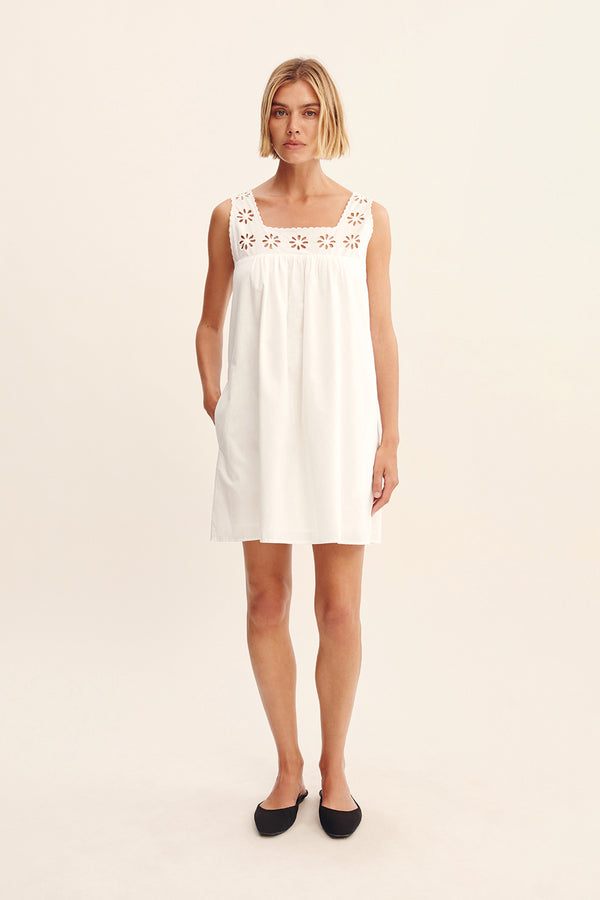 CECILIA MINI DRESS - VINTAGE WHITE