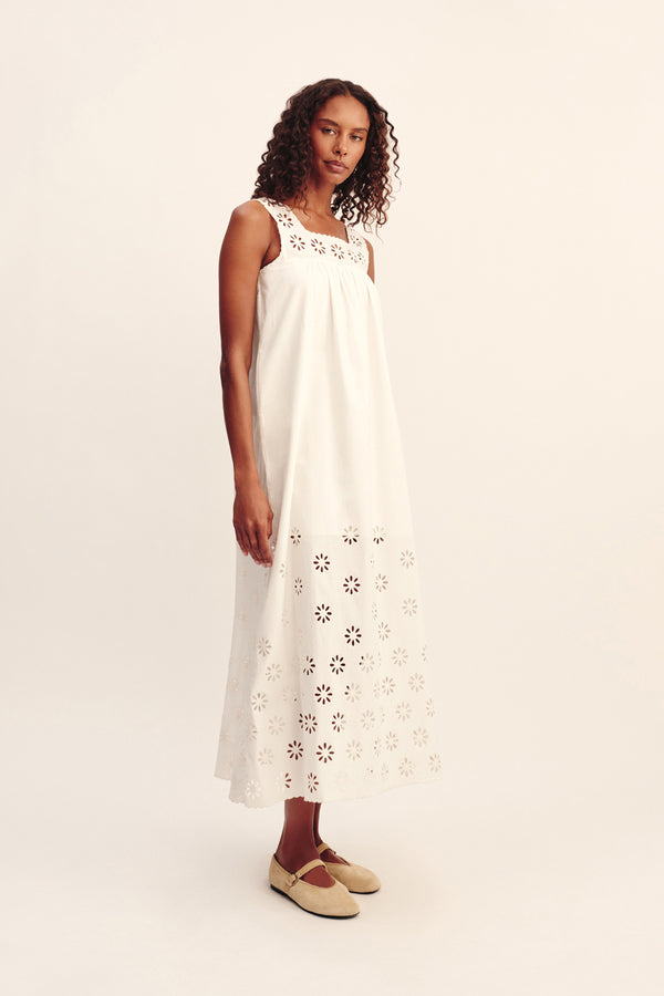 CECILIA SHIFT DRESS - VINTAGE WHITE