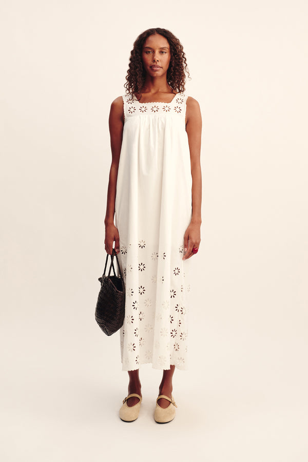 CECILIA SHIFT DRESS - VINTAGE WHITE