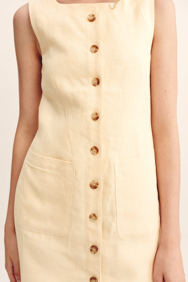 EMMA BUTTON DOWN DRESS - DUSTY CITRON
