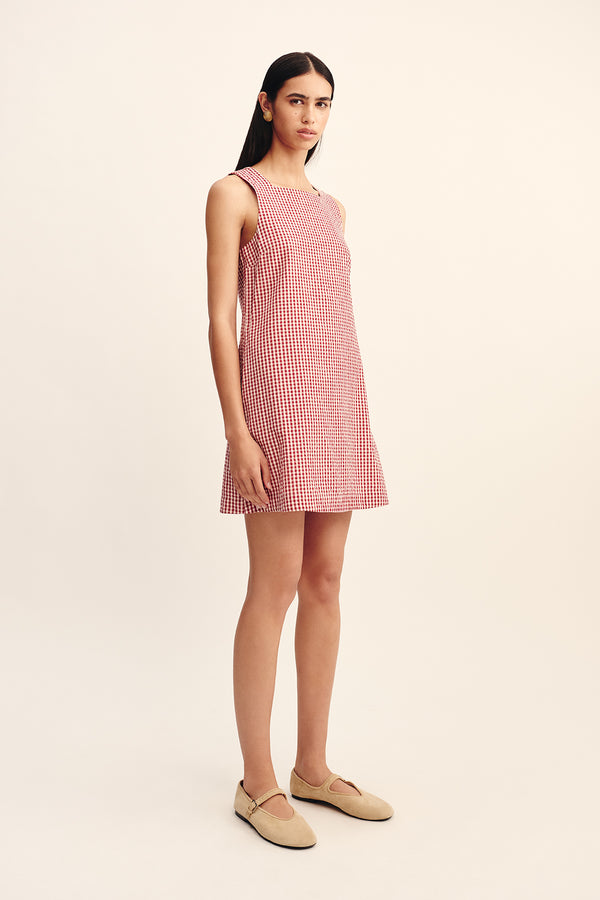 EMMA SHIFT DRESS - RED GINGHAM
