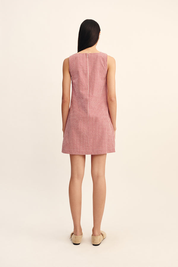 EMMA SHIFT DRESS - RED GINGHAM