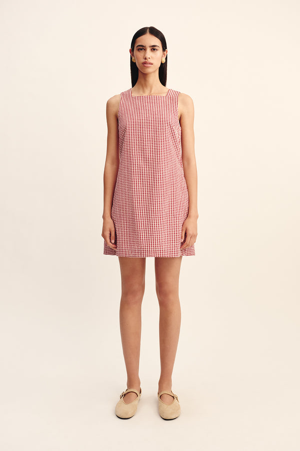 EMMA SHIFT DRESS - RED GINGHAM