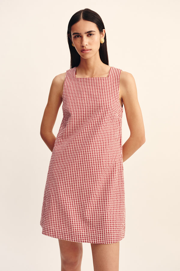 EMMA SHIFT DRESS - RED GINGHAM