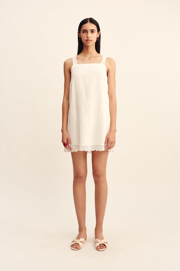 GRACE MINI DRESS - VINTAGE WHITE