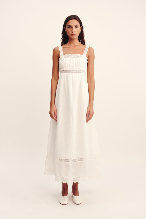 GRACE SHIFT DRESS - VINTAGE WHITE
