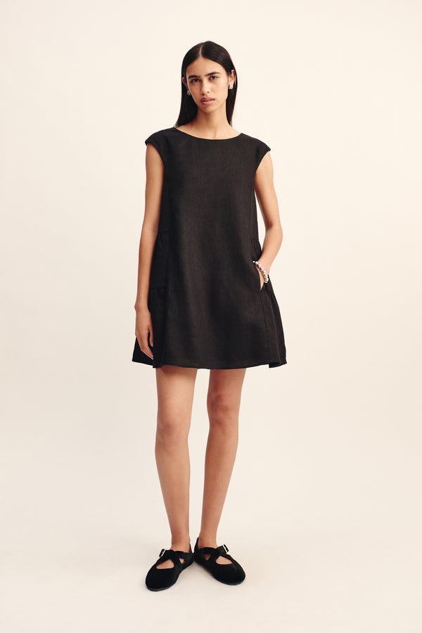 MATILDA SHIFT MINI DRESS - BLACK