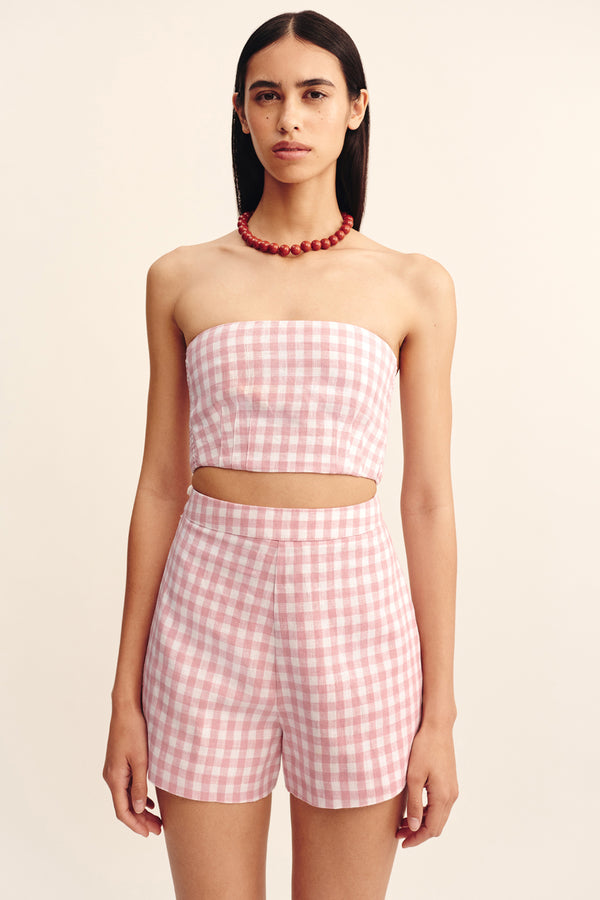 PAIGE BANDEAU - PINK GINGHAM