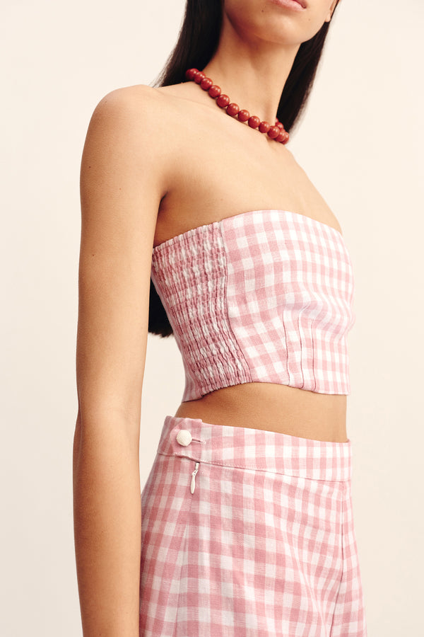PAIGE BANDEAU - PINK GINGHAM