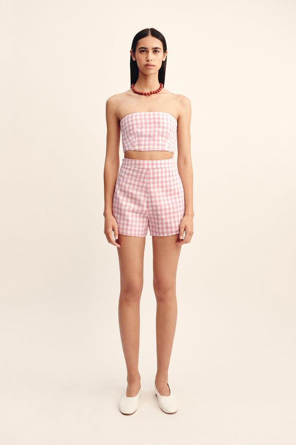 PAIGE BANDEAU - PINK GINGHAM