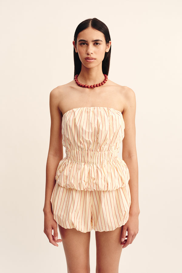 AURELIA STRAPLESS TOP - SHORTBREAD STRIPE