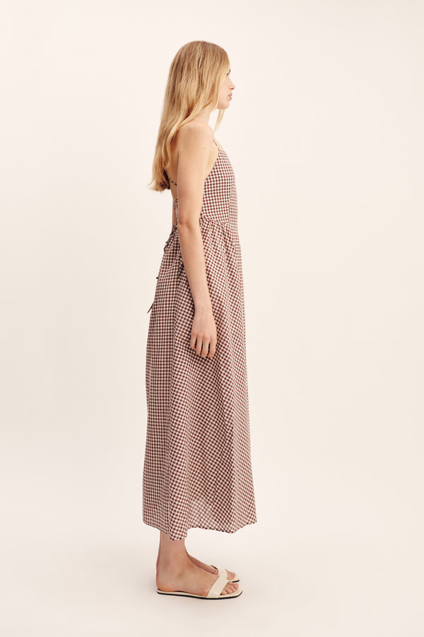 CALLIE DRESS - PETITE MOCHA GINGHAM