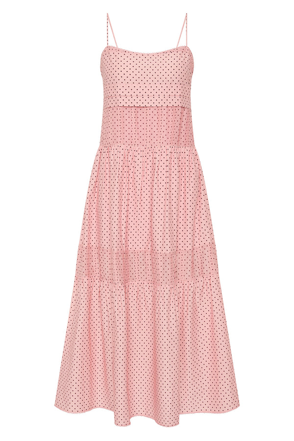 PEARL DRESS - BERRY CHOC POLKA DOT
