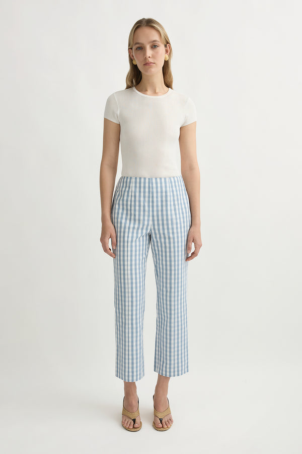 HEIDI TROUSER - BLUE GINGHAM