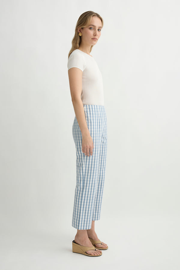 HEIDI TROUSER - BLUE GINGHAM