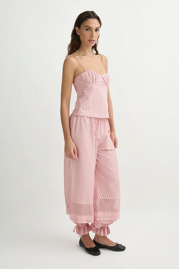 PEARL PANTS - BERRY CHOC POLKA DOT