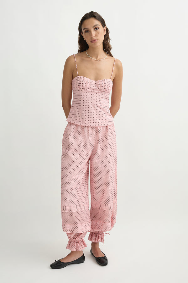 PEARL PANTS - BERRY CHOC POLKA DOT