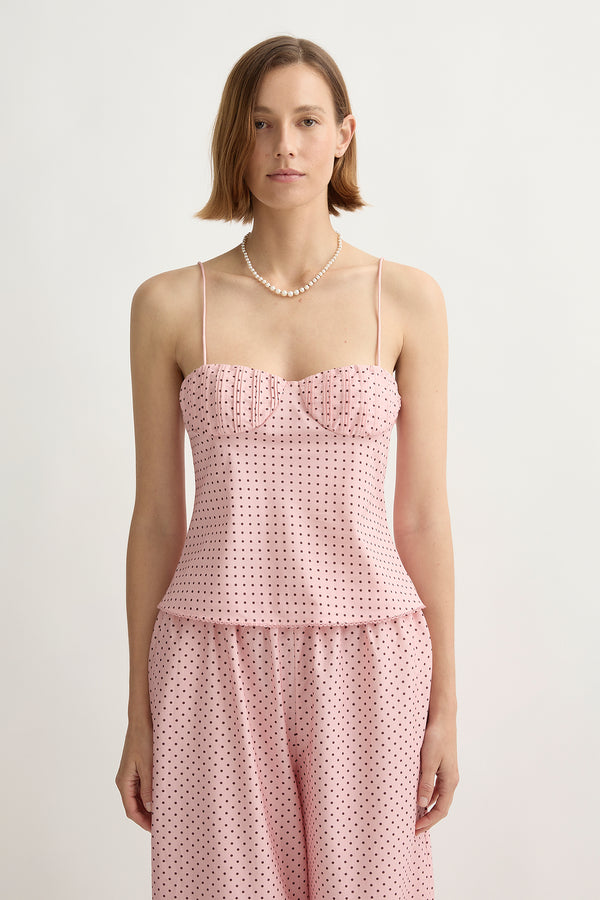 PEARL CAMI - BERRY CHOC POLKA DOT