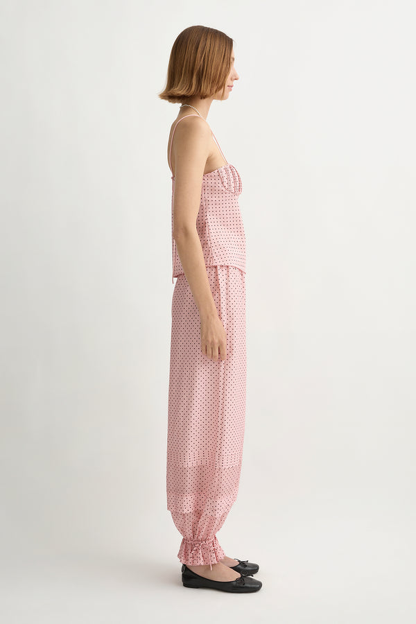 PEARL CAMI - BERRY CHOC POLKA DOT