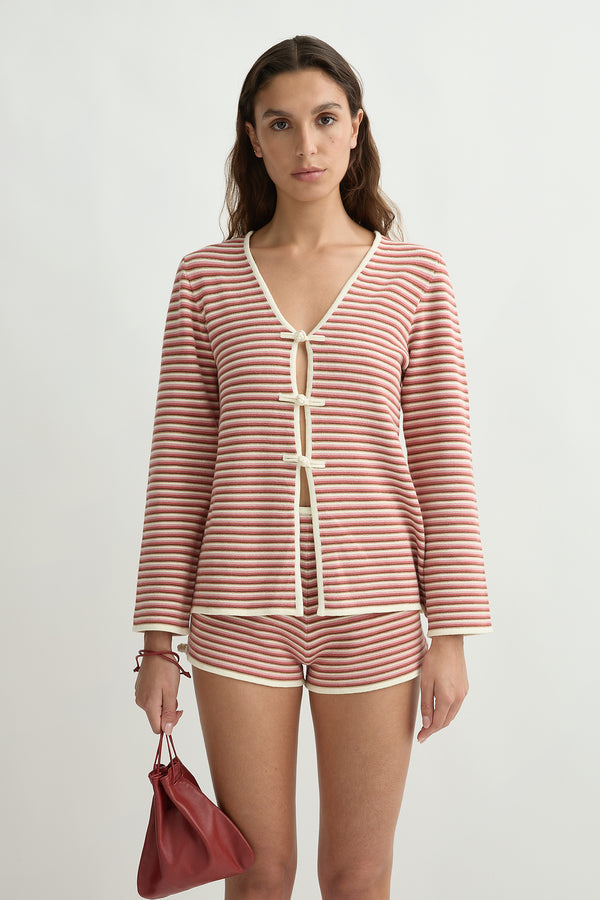 KASH CARDIGAN - PINK STRIPE